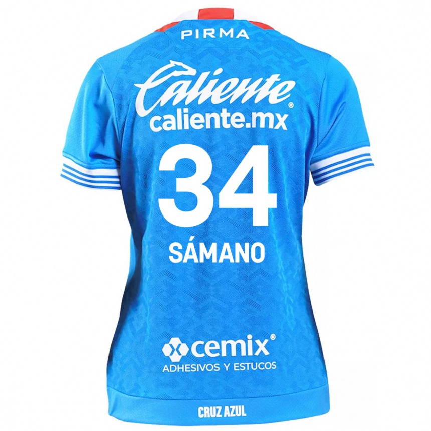 Niño Fútbol Camiseta Leonardo Sámano #34 Cielo Azul 1ª Equipación 2024/25 Perú