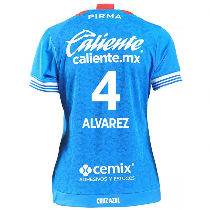 Niño Fútbol Camiseta Gabriela Alvarez #4 Cielo Azul 1ª Equipación 2024/25 Perú