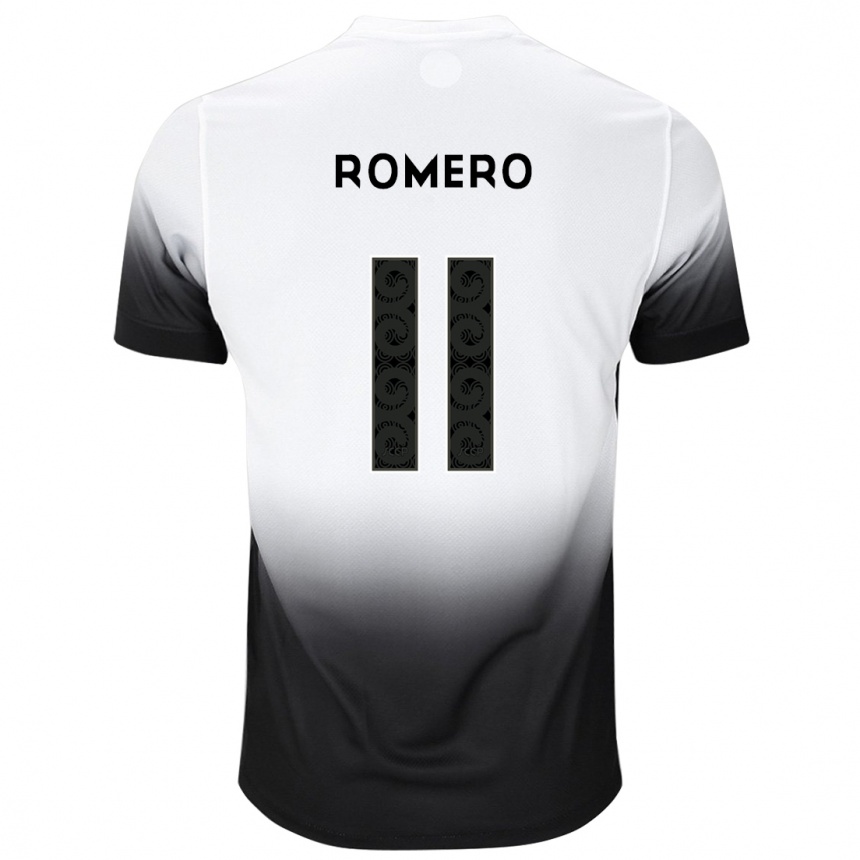 Niño Fútbol Camiseta Angel Romero #11 Blanco Negro 1ª Equipación 2024/25 Perú