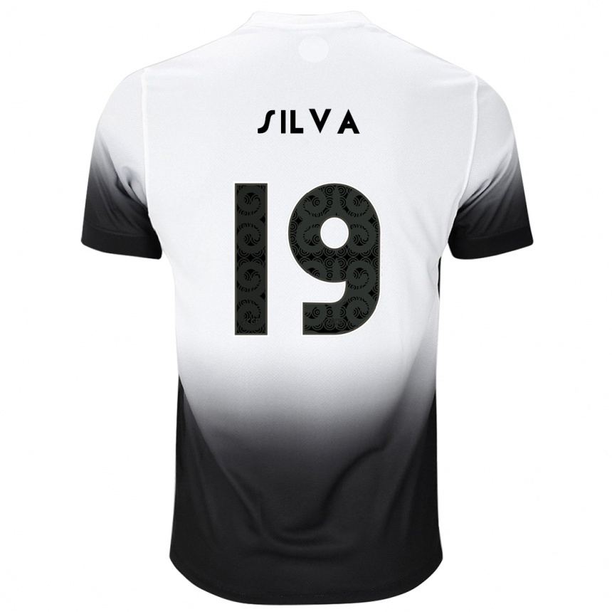 Niño Fútbol Camiseta Gustavo Silva #19 Blanco Negro 1ª Equipación 2024/25 Perú