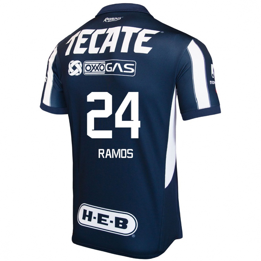 Niño Fútbol Camiseta César Ramos #24 Azul Rojo Blanco 1ª Equipación 2024/25 Perú