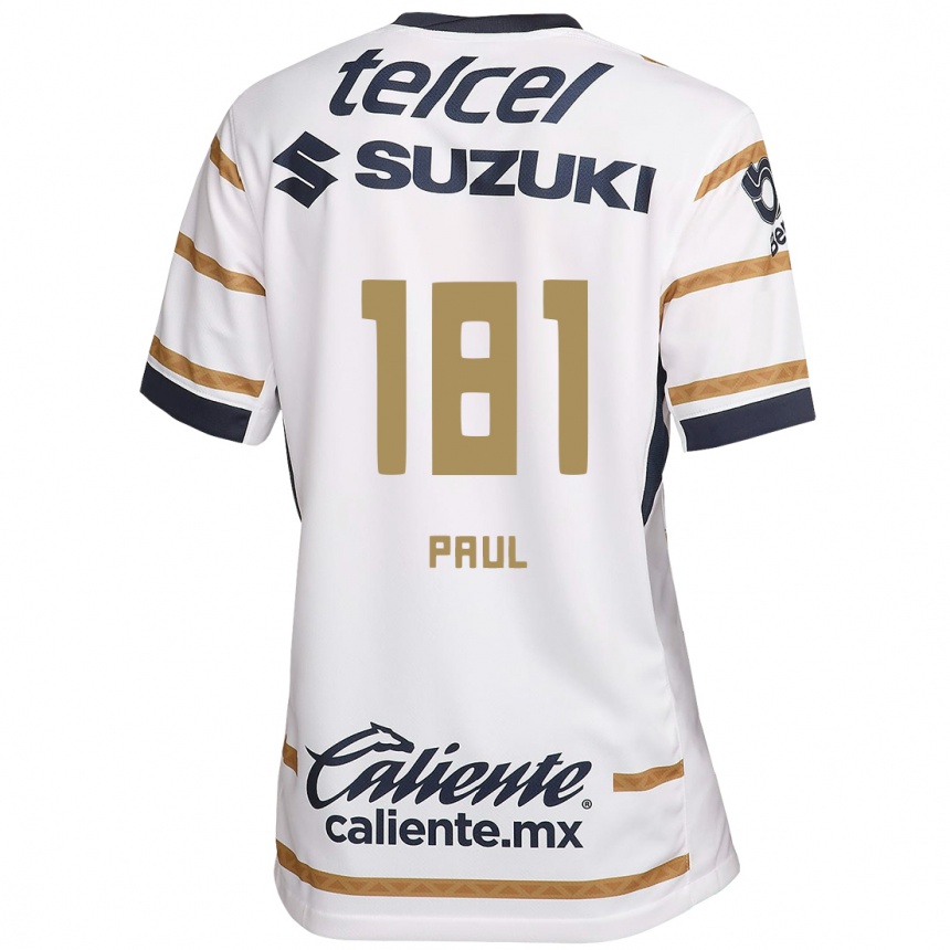 Niño Fútbol Camiseta Miguel Paul #181 Obsidiana Blanca 1ª Equipación 2024/25 Perú