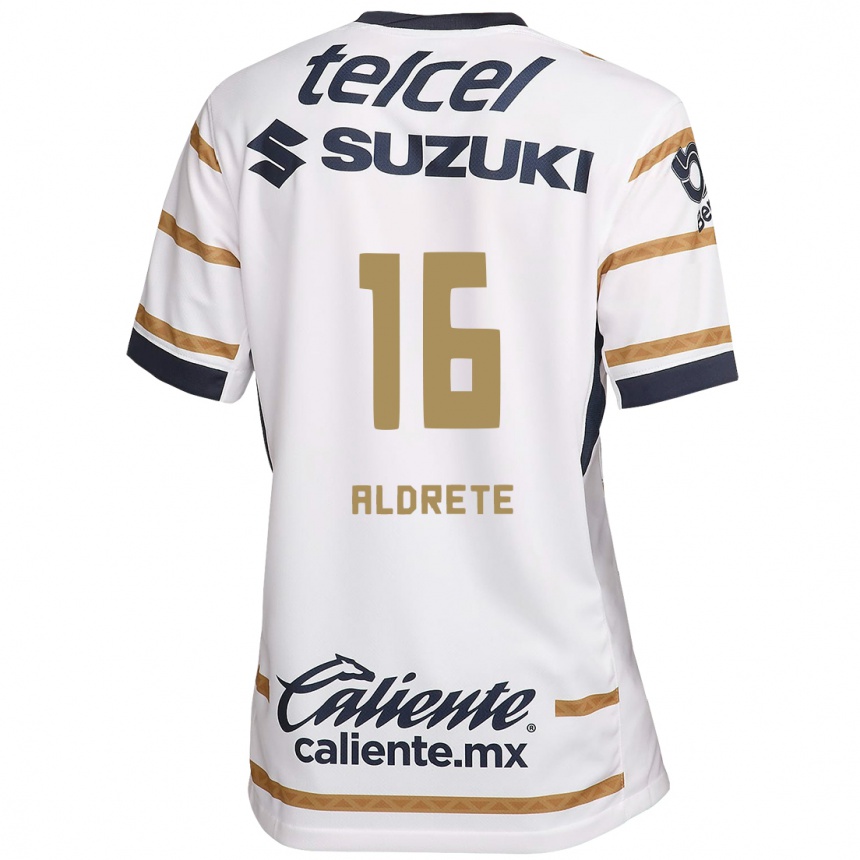 Niño Fútbol Camiseta Adrián Aldrete #16 Obsidiana Blanca 1ª Equipación 2024/25 Perú