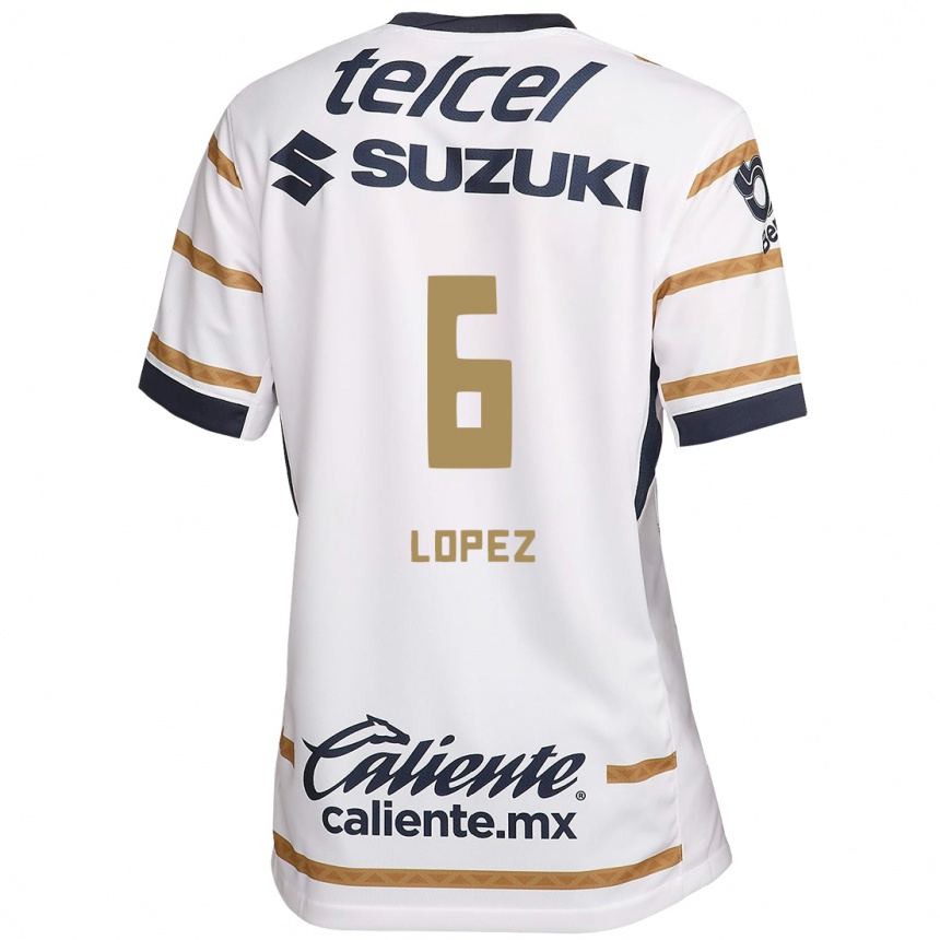 Niño Fútbol Camiseta Nathalia Lopez #6 Obsidiana Blanca 1ª Equipación 2024/25 Perú