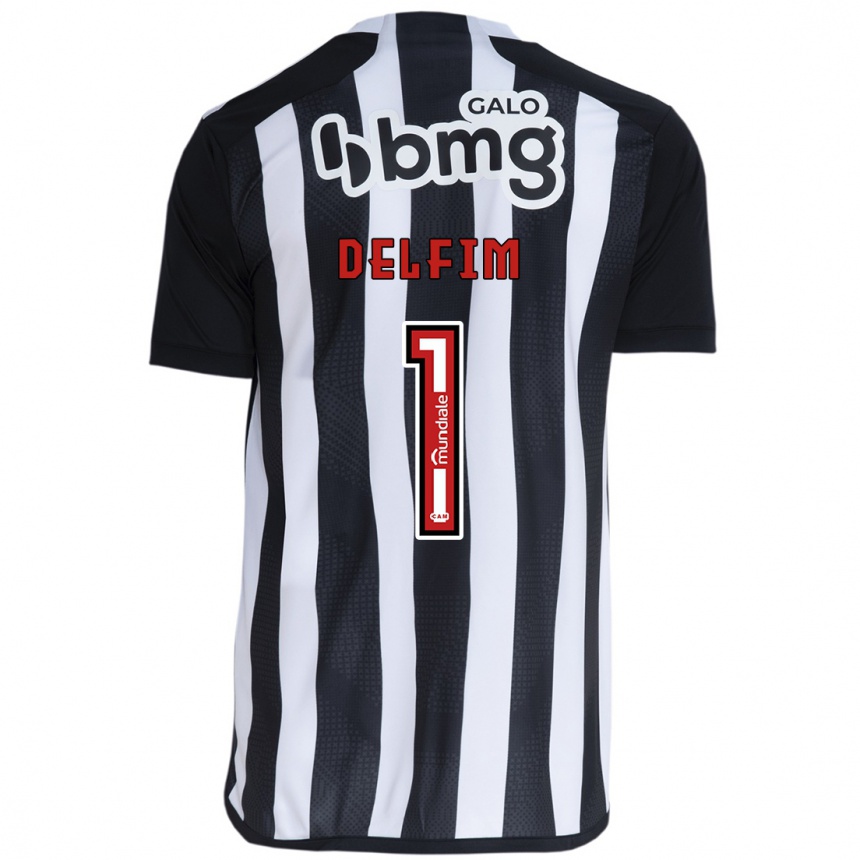 Niño Fútbol Camiseta Gabriel Delfim #1 Blanco Negro 1ª Equipación 2024/25 Perú