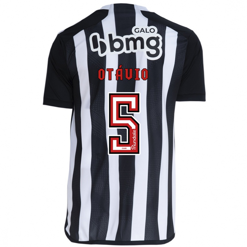 Niño Fútbol Camiseta Otávio #5 Blanco Negro 1ª Equipación 2024/25 Perú