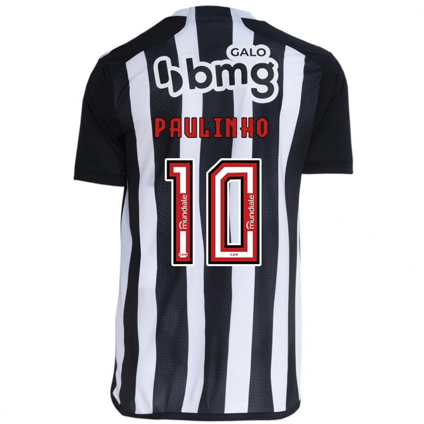 Niño Fútbol Camiseta Paulinho #10 Blanco Negro 1ª Equipación 2024/25 Perú