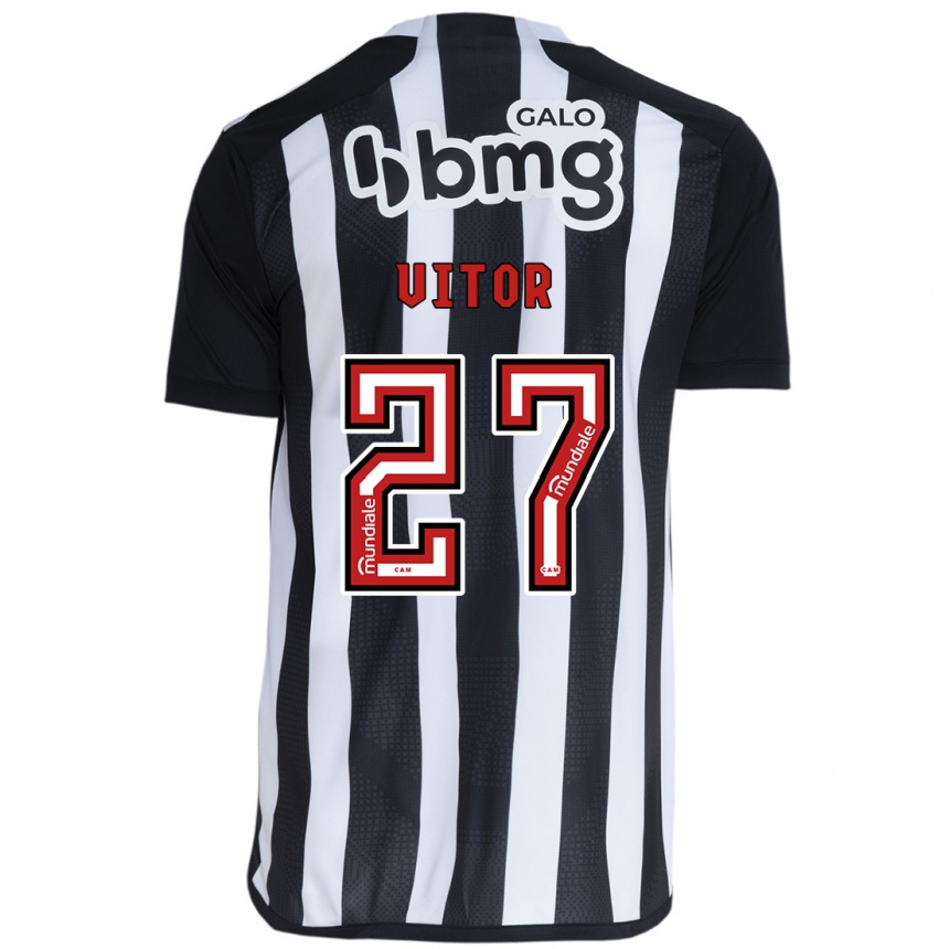 Niño Fútbol Camiseta Paulo Vitor #27 Blanco Negro 1ª Equipación 2024/25 Perú