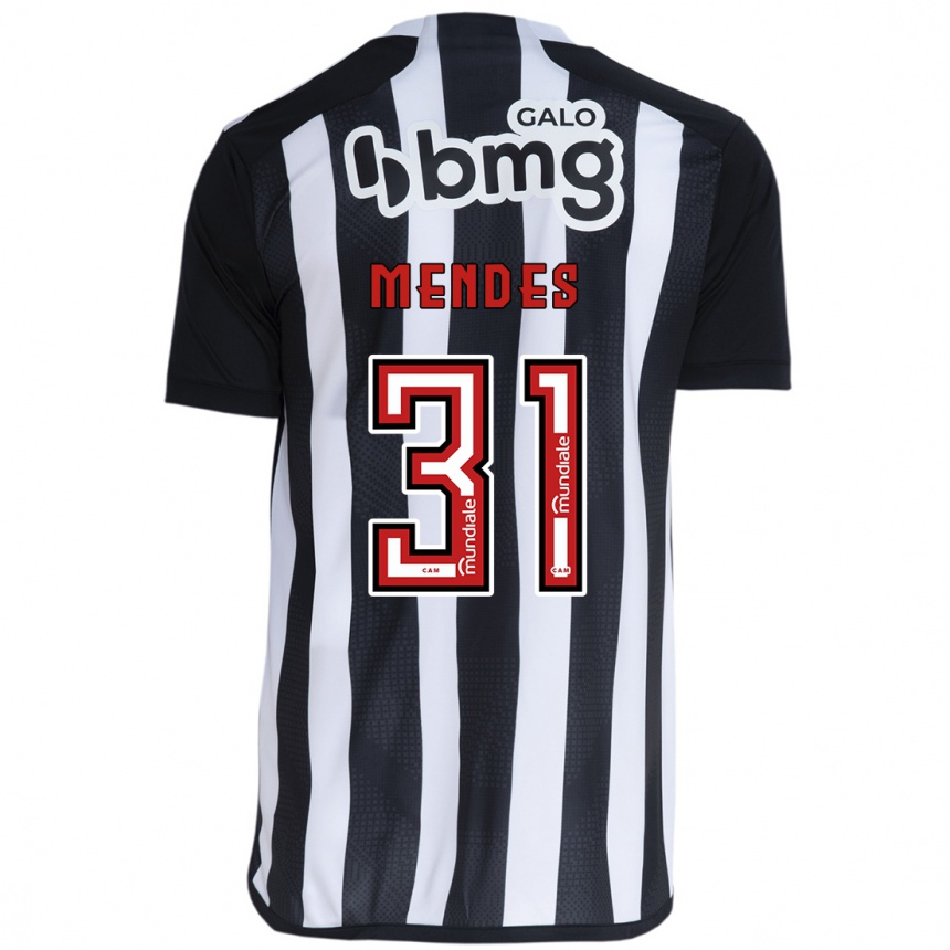 Niño Fútbol Camiseta Matheus Mendes #31 Blanco Negro 1ª Equipación 2024/25 Perú