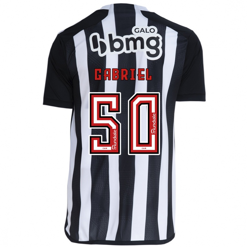 Niño Fútbol Camiseta Vitor Gabriel #50 Blanco Negro 1ª Equipación 2024/25 Perú