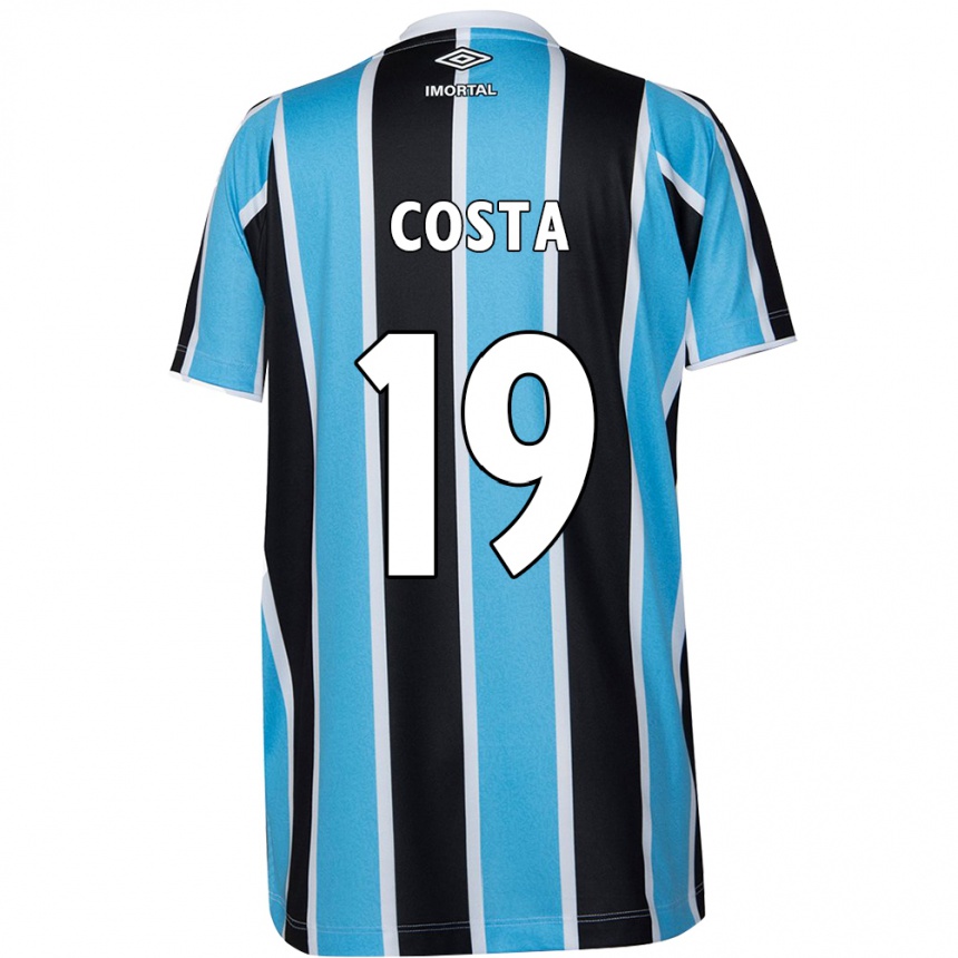 Niño Fútbol Camiseta Diego Costa #19 Azul Negro Blanco 1ª Equipación 2024/25 Perú