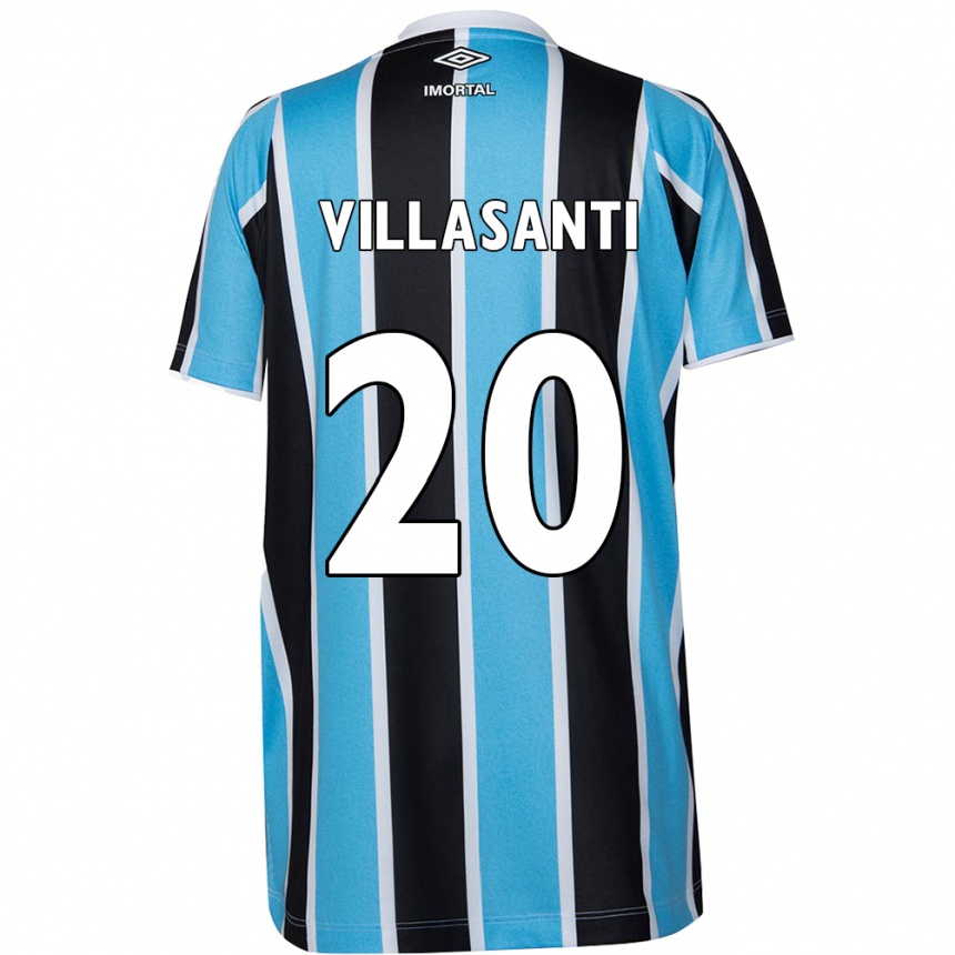 Niño Fútbol Camiseta Mathías Villasanti #20 Azul Negro Blanco 1ª Equipación 2024/25 Perú