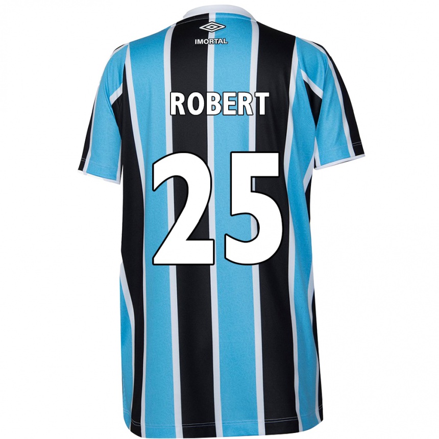 Niño Fútbol Camiseta Jhonata Robert #25 Azul Negro Blanco 1ª Equipación 2024/25 Perú