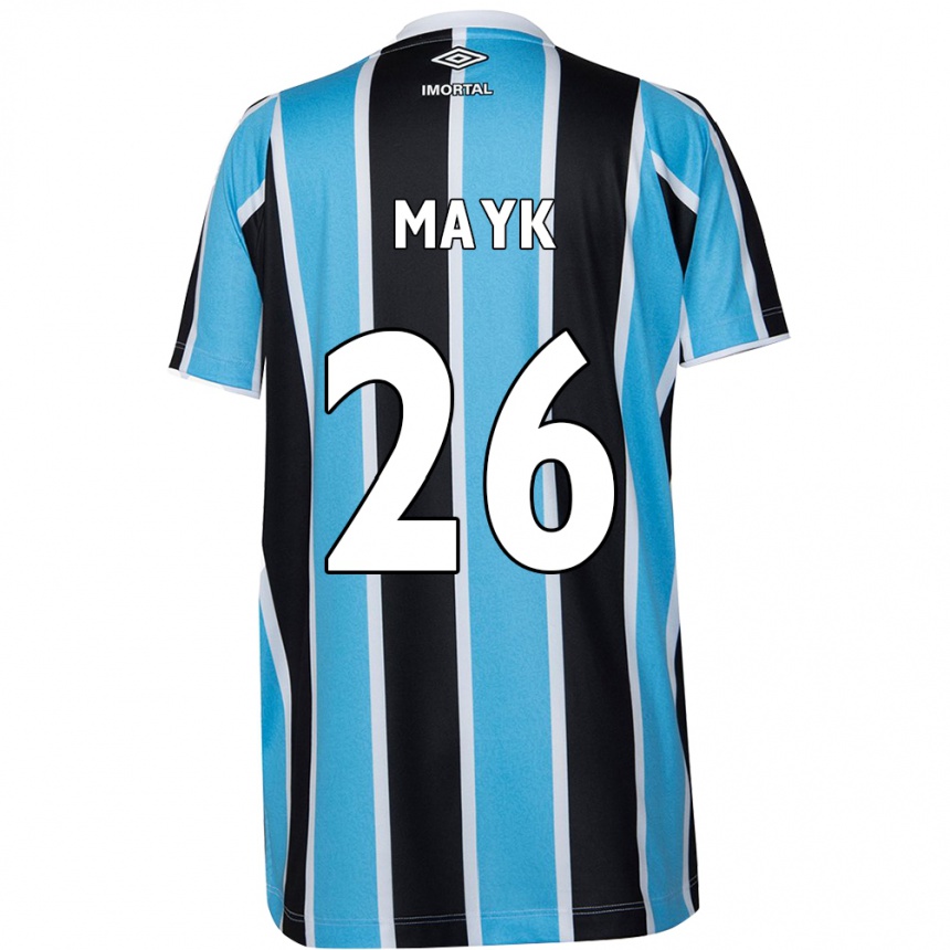 Niño Fútbol Camiseta Mayk #26 Azul Negro Blanco 1ª Equipación 2024/25 Perú