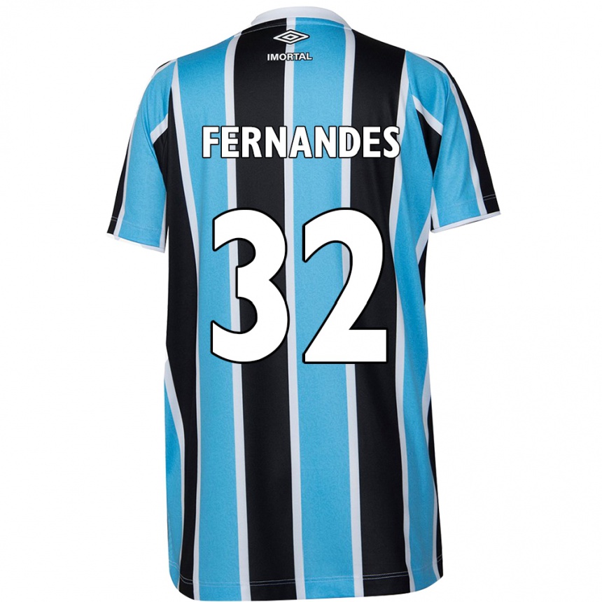 Niño Fútbol Camiseta Nathan Fernandes #32 Azul Negro Blanco 1ª Equipación 2024/25 Perú