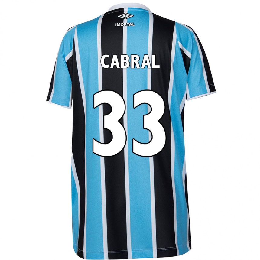 Niño Fútbol Camiseta Rafael Cabral #33 Azul Negro Blanco 1ª Equipación 2024/25 Perú