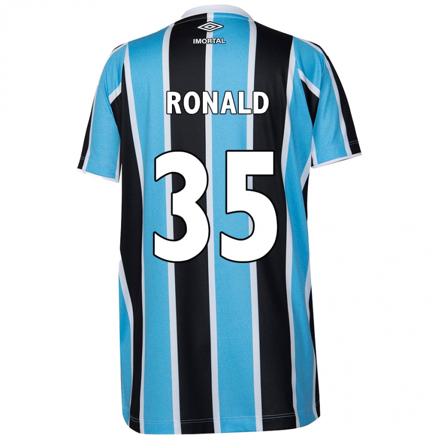 Niño Fútbol Camiseta Ronald #35 Azul Negro Blanco 1ª Equipación 2024/25 Perú