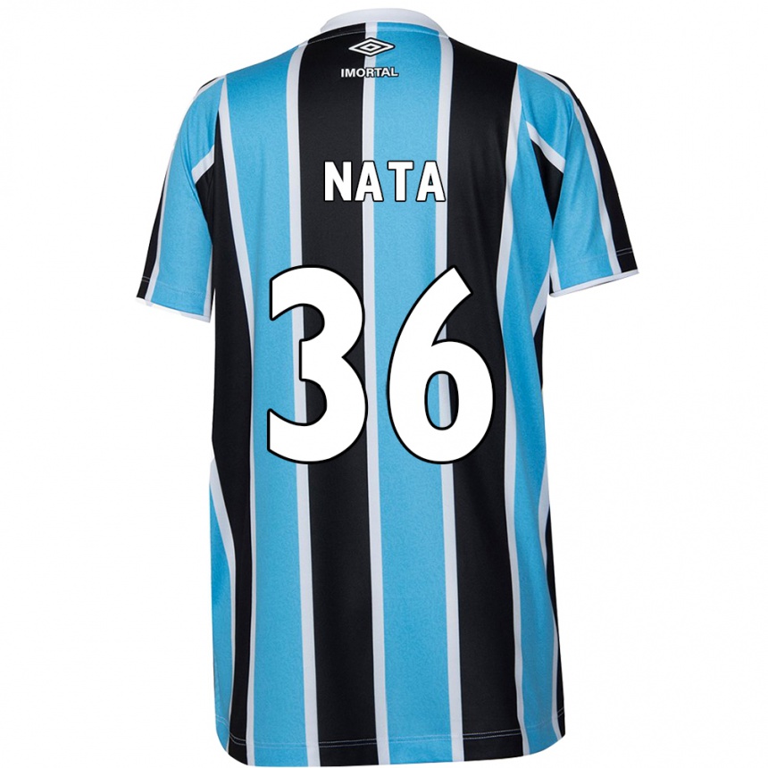 Niño Fútbol Camiseta Natã #36 Azul Negro Blanco 1ª Equipación 2024/25 Perú