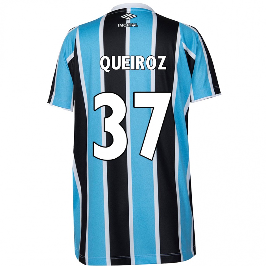 Niño Fútbol Camiseta Du Queiroz #37 Azul Negro Blanco 1ª Equipación 2024/25 Perú