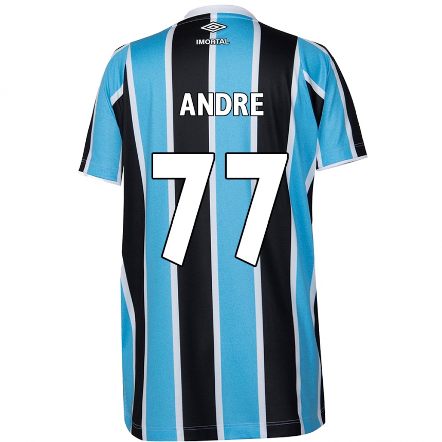 Niño Fútbol Camiseta André #77 Azul Negro Blanco 1ª Equipación 2024/25 Perú