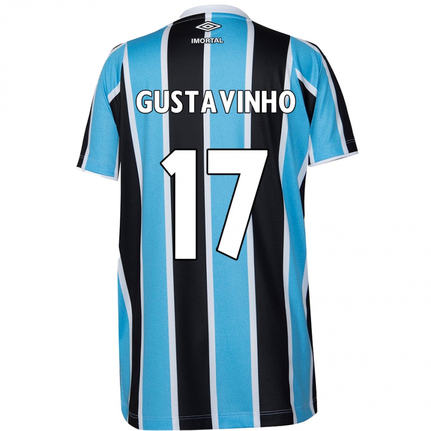 Niño Fútbol Camiseta Gustavinho #17 Azul Negro Blanco 1ª Equipación 2024/25 Perú