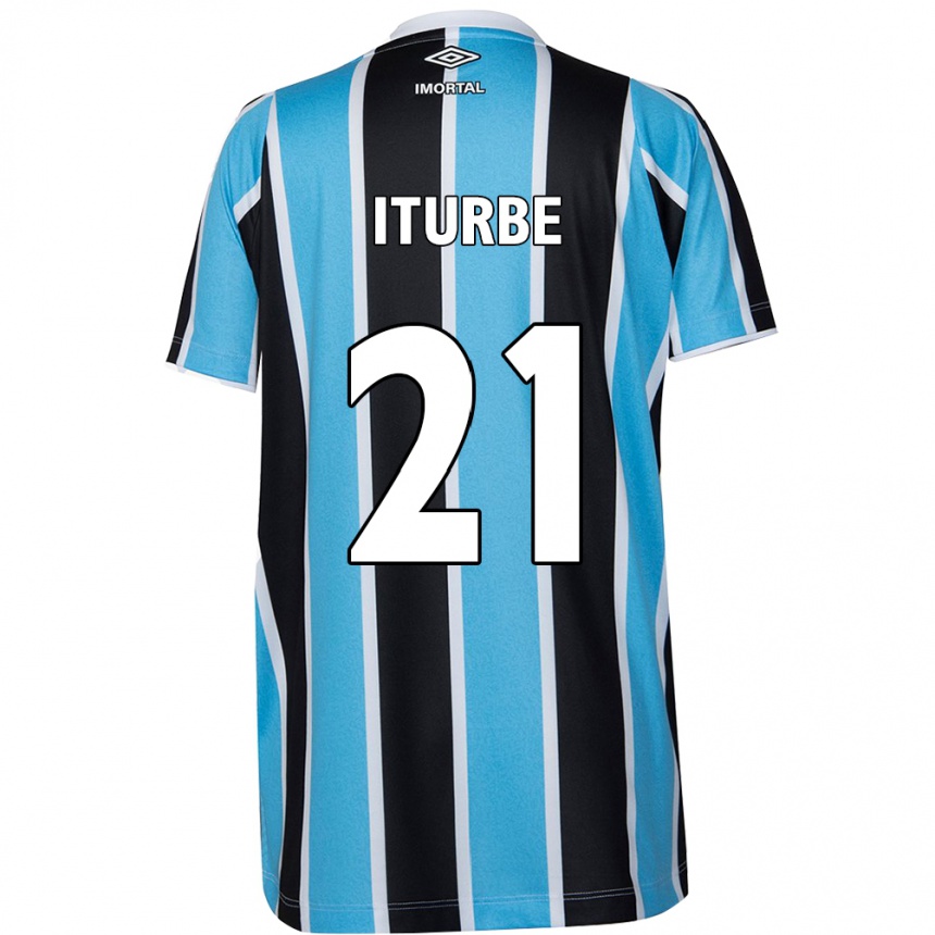 Niño Fútbol Camiseta Juan Iturbe #21 Azul Negro Blanco 1ª Equipación 2024/25 Perú