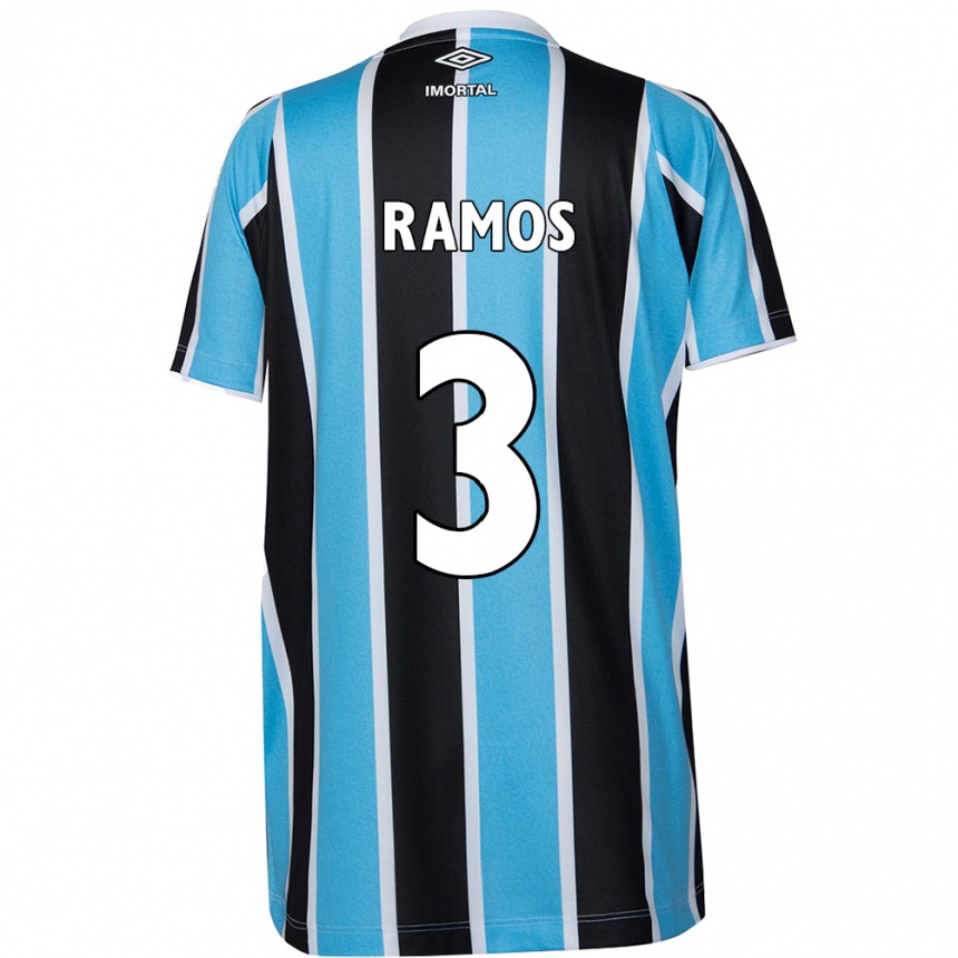 Niño Fútbol Camiseta João Ramos #3 Azul Negro Blanco 1ª Equipación 2024/25 Perú