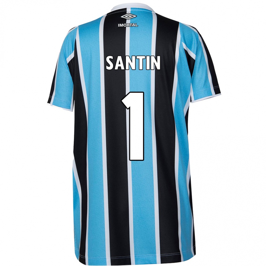 Niño Fútbol Camiseta Duda Santin #1 Azul Negro Blanco 1ª Equipación 2024/25 Perú