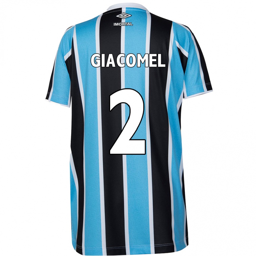 Niño Fútbol Camiseta Laís Giacomel #2 Azul Negro Blanco 1ª Equipación 2024/25 Perú