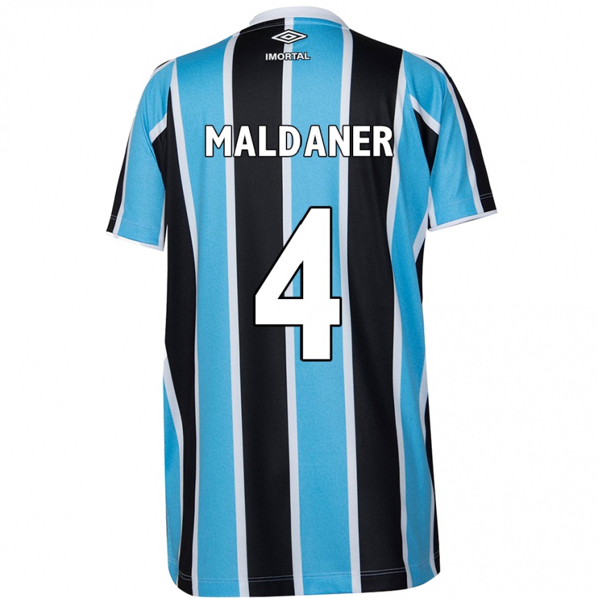 Niño Fútbol Camiseta Pati Maldaner #4 Azul Negro Blanco 1ª Equipación 2024/25 Perú