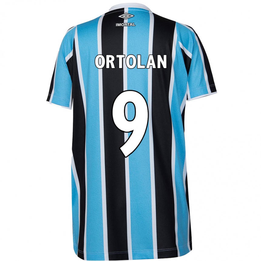 Niño Fútbol Camiseta Dani Ortolan #9 Azul Negro Blanco 1ª Equipación 2024/25 Perú