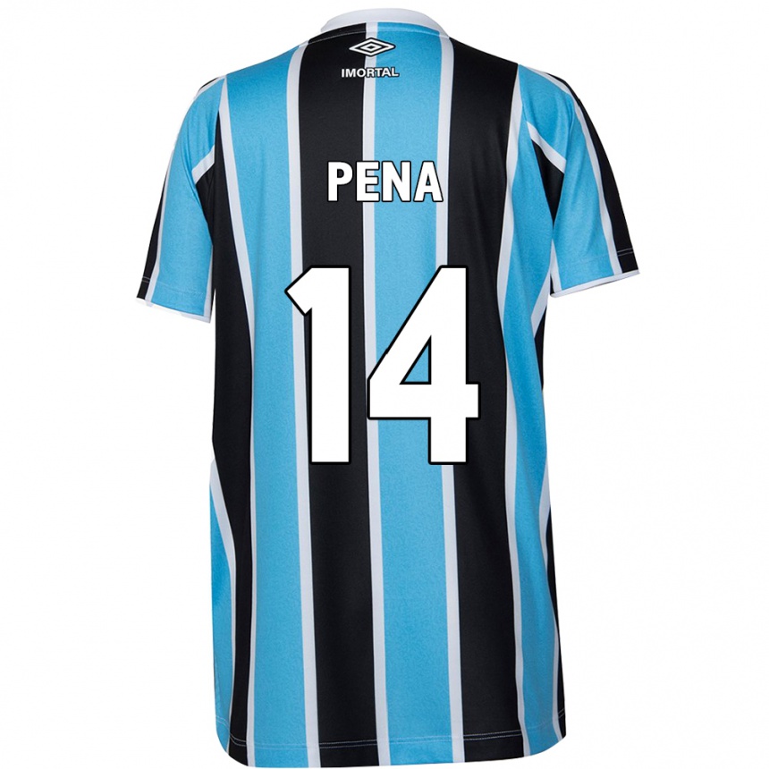 Niño Fútbol Camiseta Jessica Peña #14 Azul Negro Blanco 1ª Equipación 2024/25 Perú