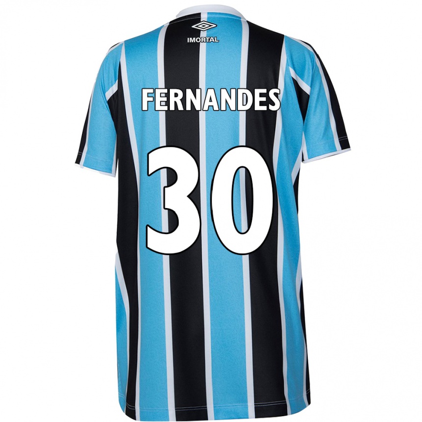 Niño Fútbol Camiseta Raquel Fernandes #30 Azul Negro Blanco 1ª Equipación 2024/25 Perú