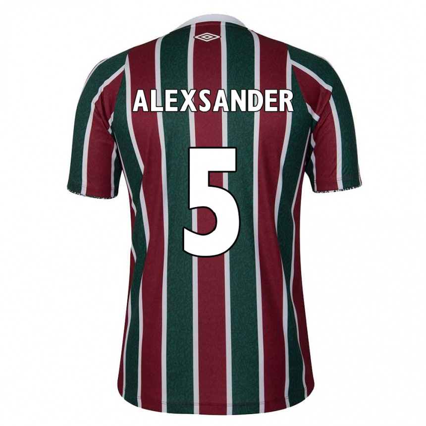 Niño Fútbol Camiseta Alexsander #5 Verde Granate Blanco 1ª Equipación 2024/25 Perú