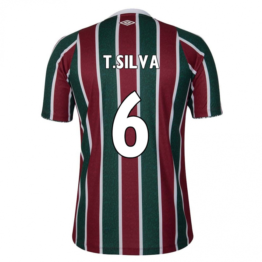 Niño Fútbol Camiseta Thiago Silva #6 Verde Granate Blanco 1ª Equipación 2024/25 Perú