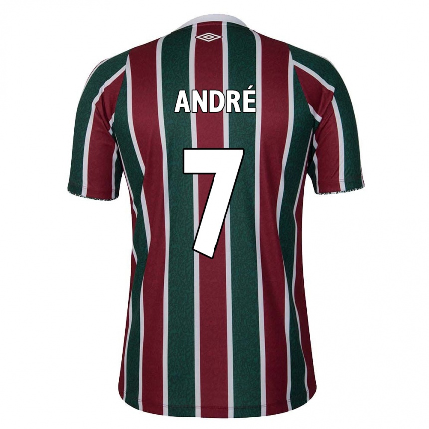 Niño Fútbol Camiseta André #7 Verde Granate Blanco 1ª Equipación 2024/25 Perú