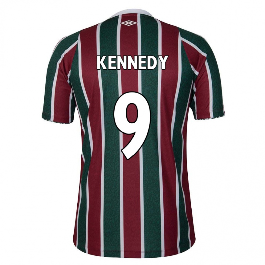 Niño Fútbol Camiseta John Kennedy #9 Verde Granate Blanco 1ª Equipación 2024/25 Perú