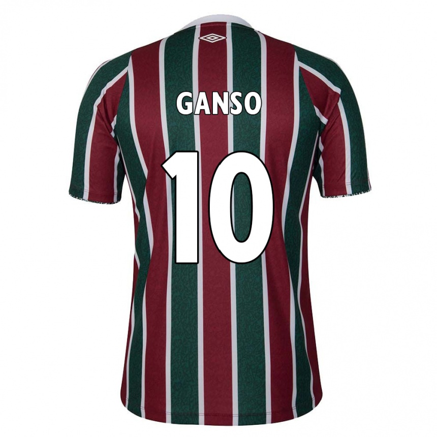 Niño Fútbol Camiseta Ganso #10 Verde Granate Blanco 1ª Equipación 2024/25 Perú