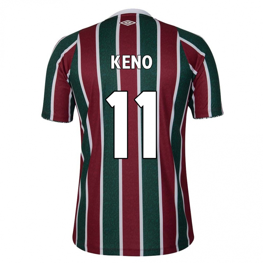 Niño Fútbol Camiseta Keno #11 Verde Granate Blanco 1ª Equipación 2024/25 Perú