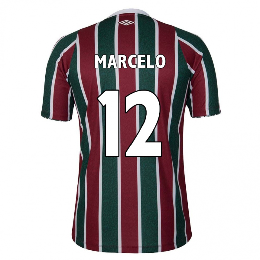 Niño Fútbol Camiseta Marcelo #12 Verde Granate Blanco 1ª Equipación 2024/25 Perú