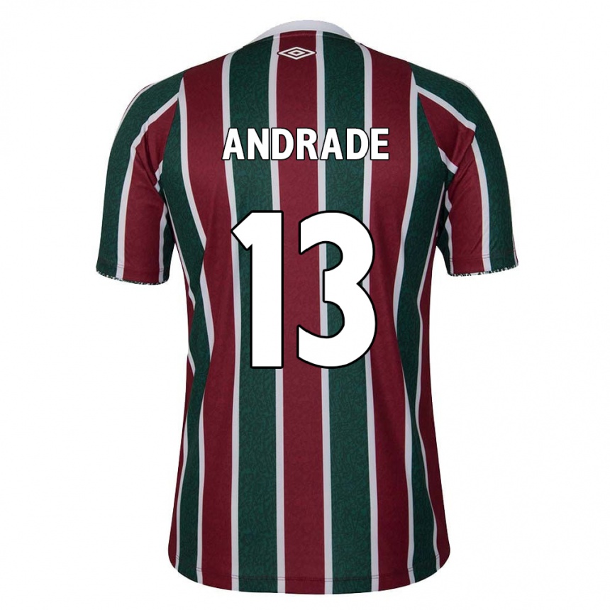 Niño Fútbol Camiseta Felipe Andrade #13 Verde Granate Blanco 1ª Equipación 2024/25 Perú