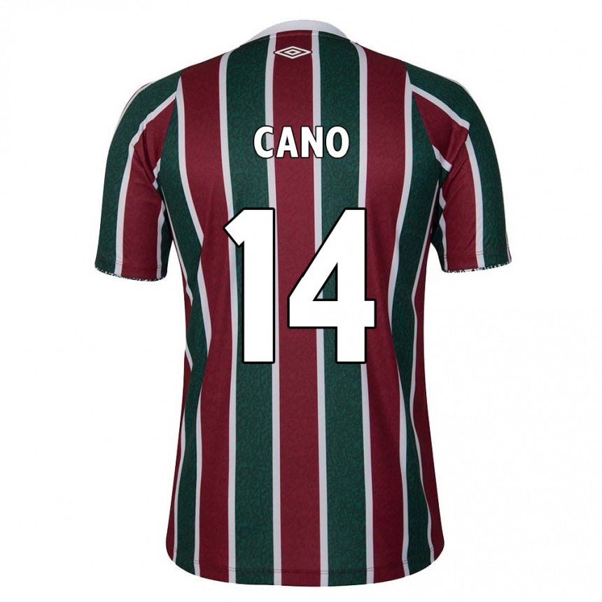 Niño Fútbol Camiseta Germán Cano #14 Verde Granate Blanco 1ª Equipación 2024/25 Perú