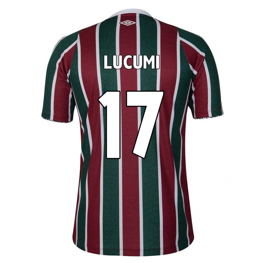 Niño Fútbol Camiseta Jan Lucumi #17 Verde Granate Blanco 1ª Equipación 2024/25 Perú