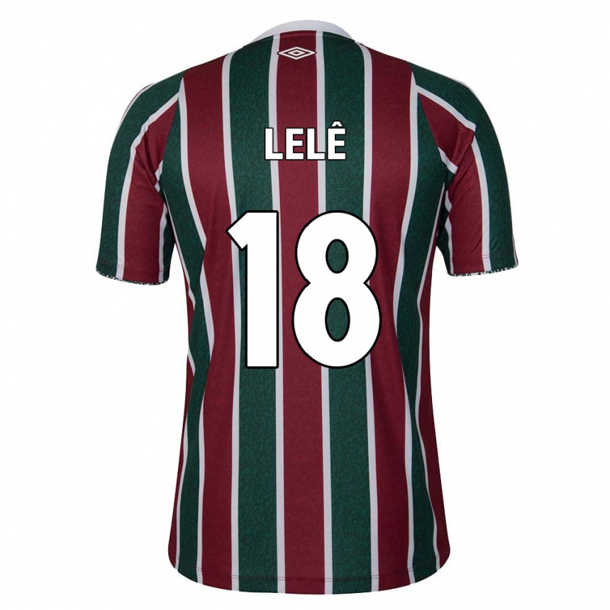 Niño Fútbol Camiseta Lelê #18 Verde Granate Blanco 1ª Equipación 2024/25 Perú