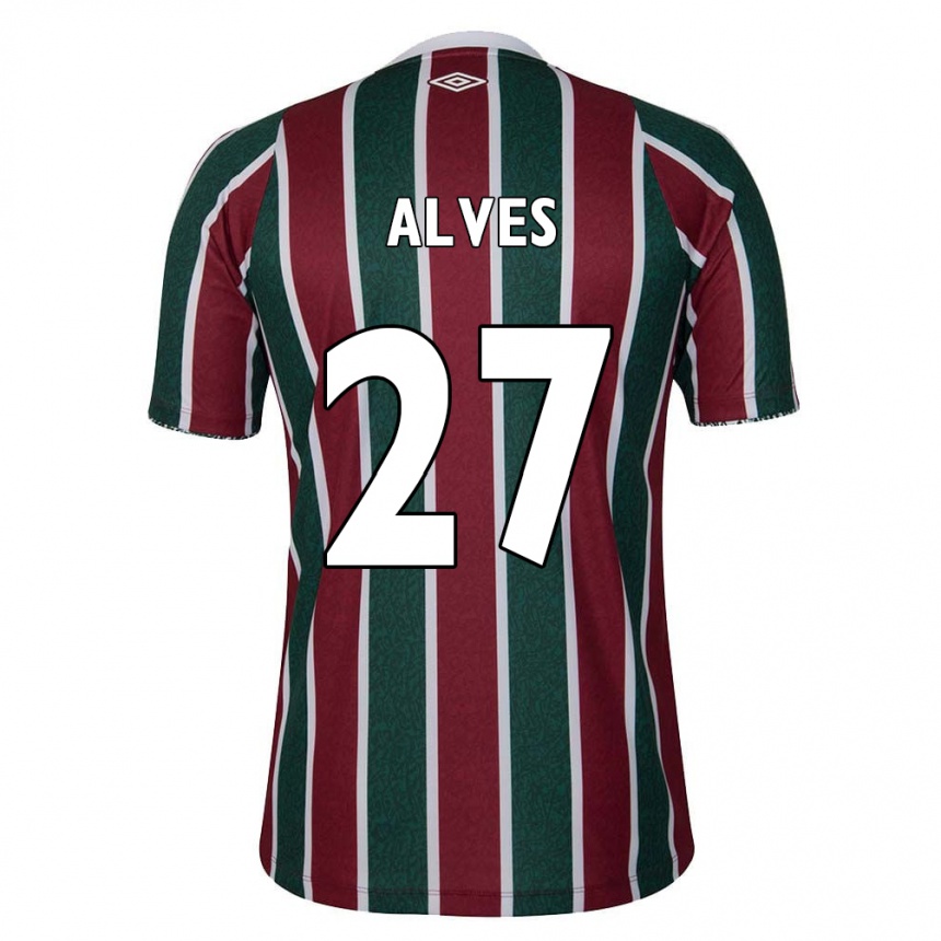 Niño Fútbol Camiseta Felipe Alves #27 Verde Granate Blanco 1ª Equipación 2024/25 Perú