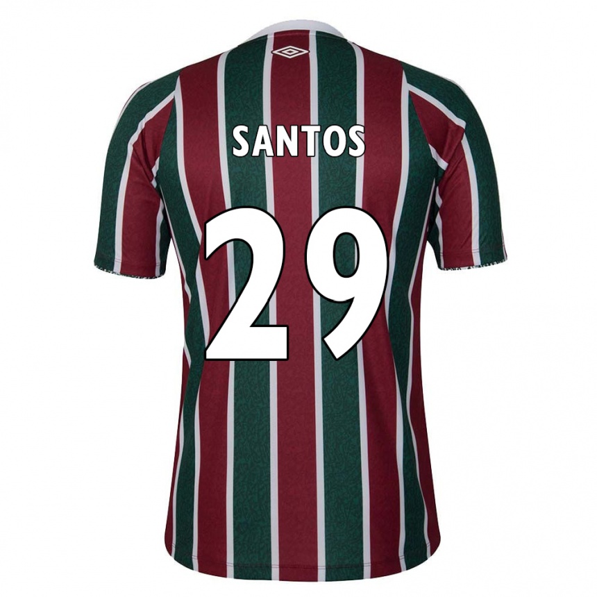 Niño Fútbol Camiseta Thiago Santos #29 Verde Granate Blanco 1ª Equipación 2024/25 Perú