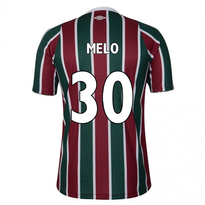 Niño Fútbol Camiseta Felipe Melo #30 Verde Granate Blanco 1ª Equipación 2024/25 Perú