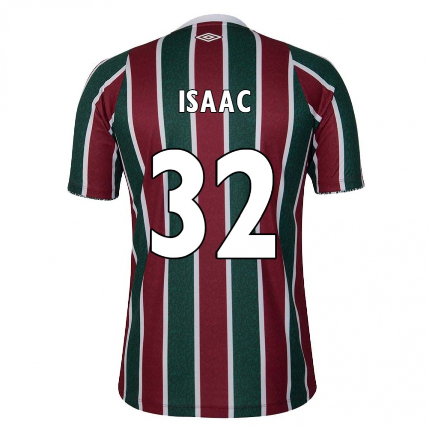 Niño Fútbol Camiseta Isaac #32 Verde Granate Blanco 1ª Equipación 2024/25 Perú