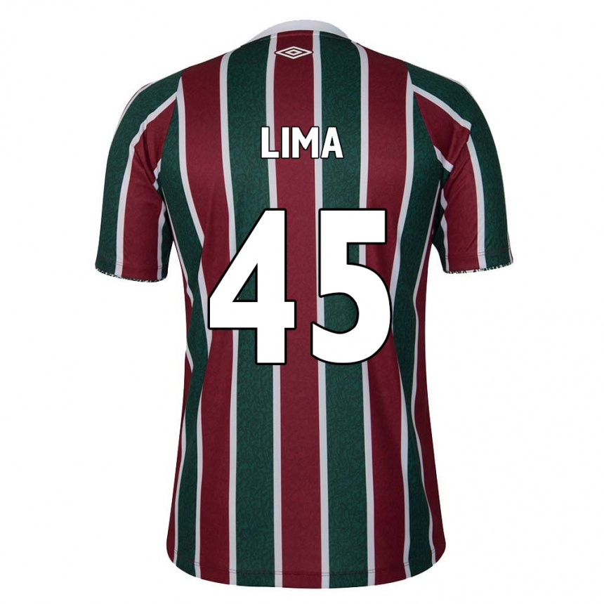 Niño Fútbol Camiseta Lima #45 Verde Granate Blanco 1ª Equipación 2024/25 Perú