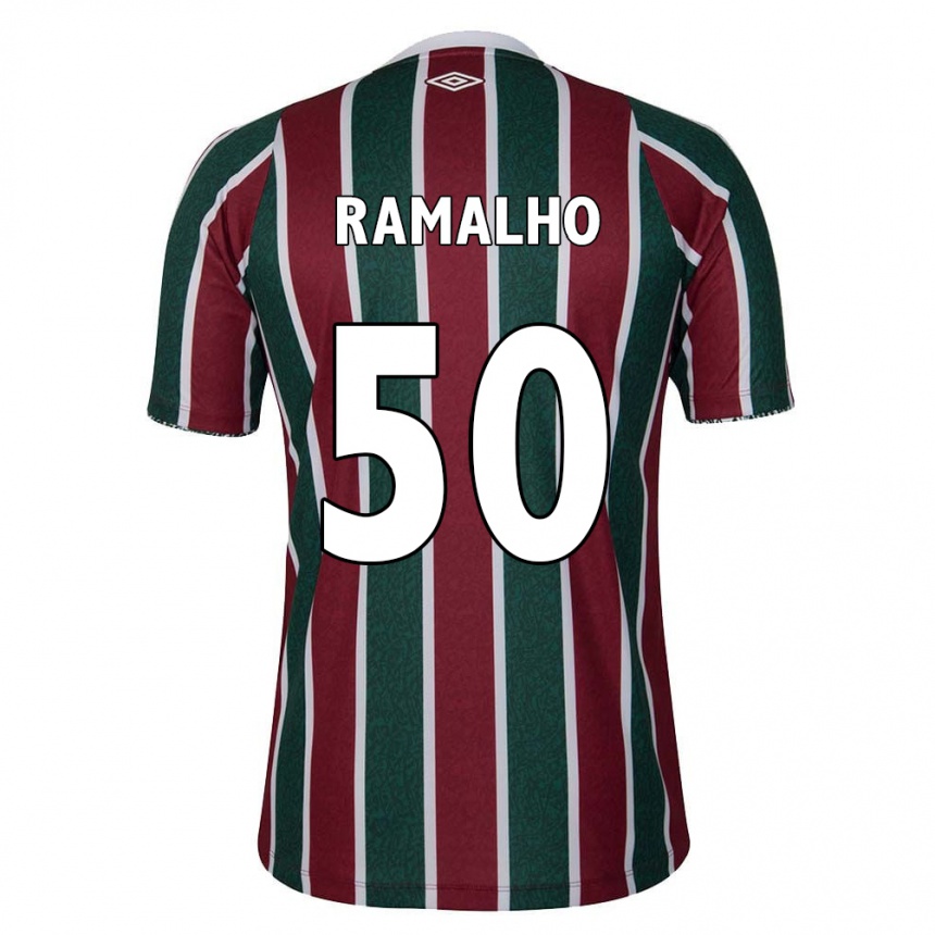 Niño Fútbol Camiseta Gustavo Ramalho #50 Verde Granate Blanco 1ª Equipación 2024/25 Perú